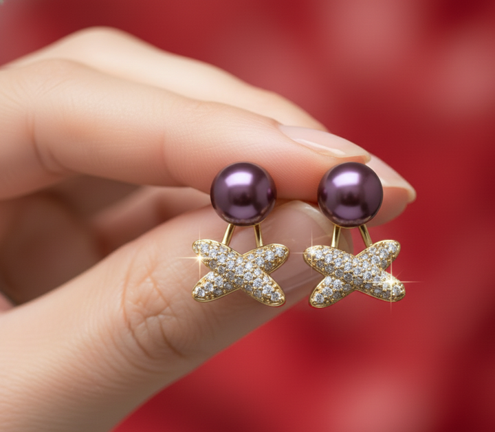 Gold Butterfly Pearl Stud Earrings