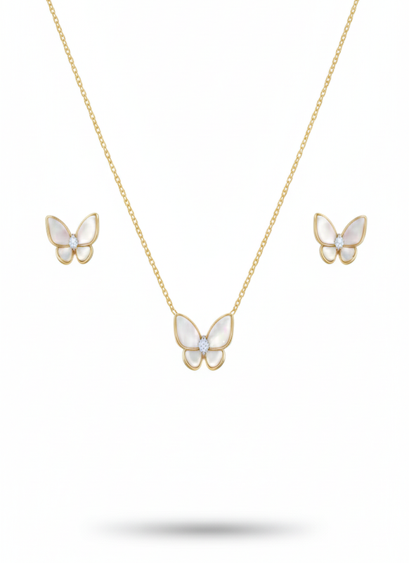 Butterfly Necklace & Stud Set