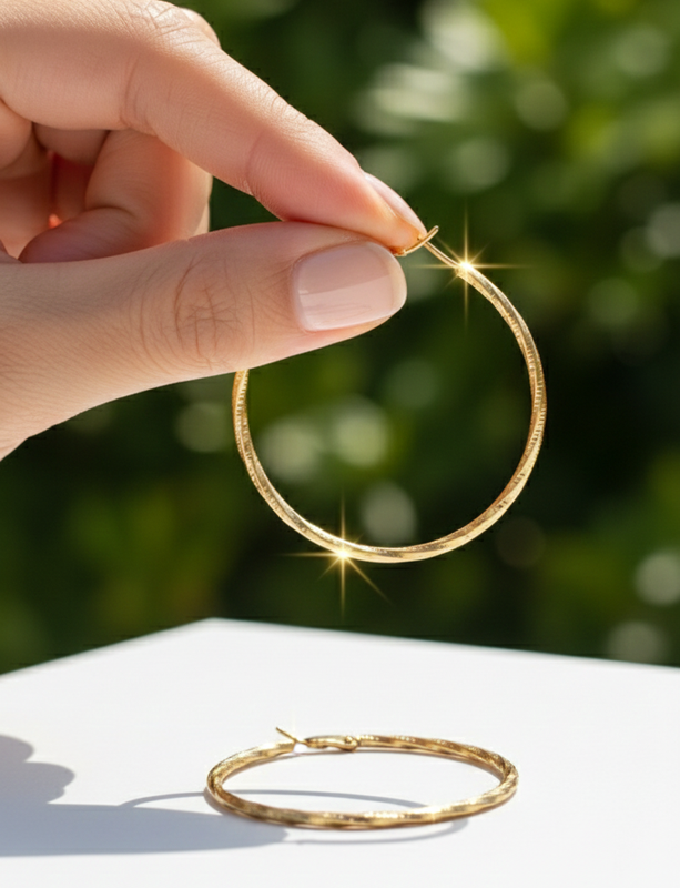 Gold Hoop Earrings Minimal Style