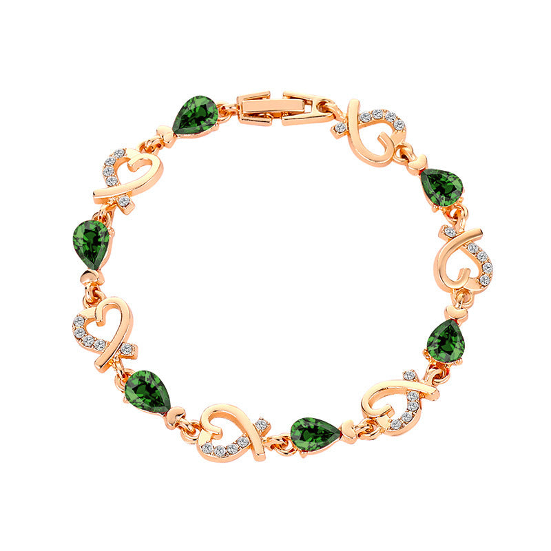 Hollow Love Bracelet With Rhinestones Fashion Temperament Heart-shaped Bracelet