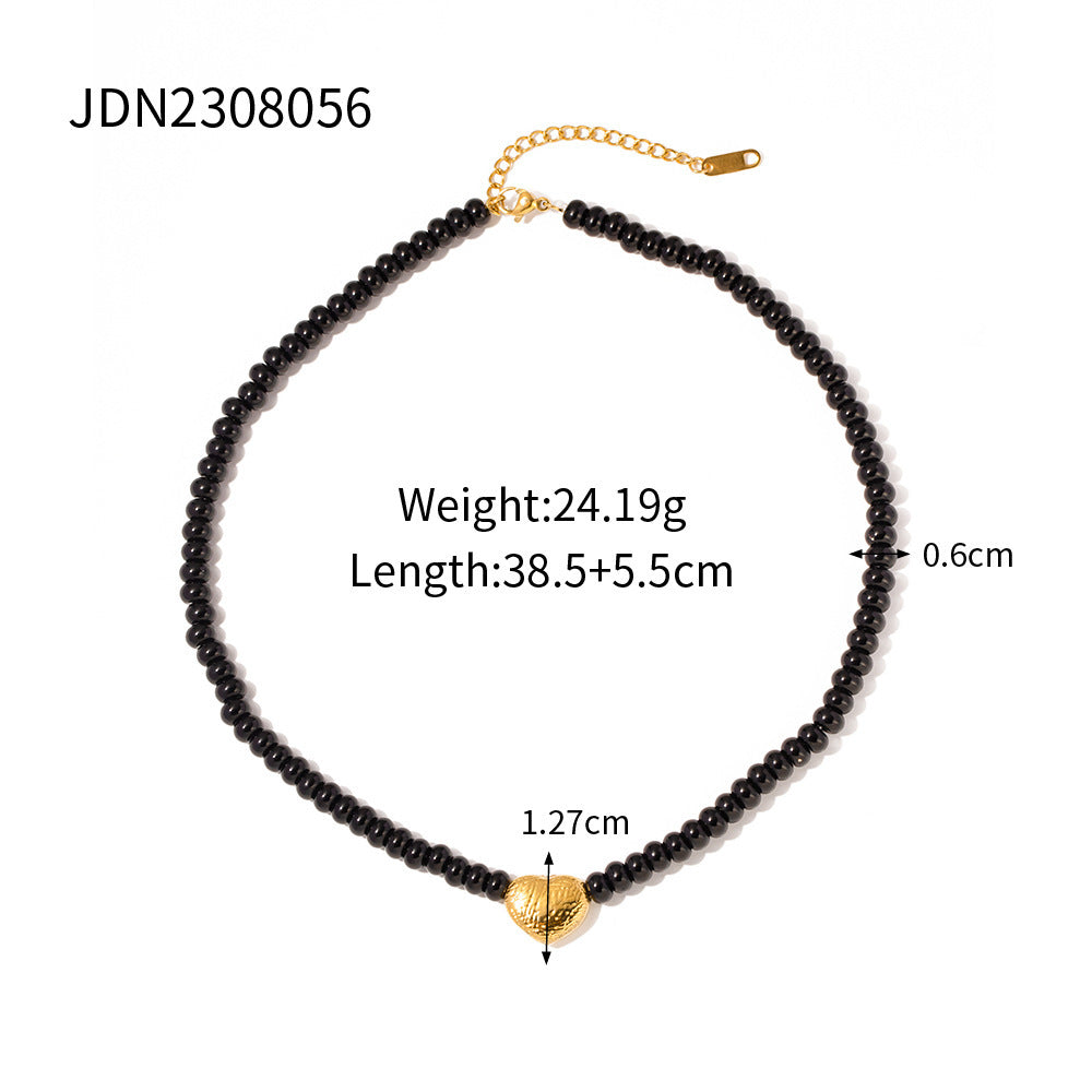 Gold Plated Stainless Steel Smooth Love Heart Necklace Series