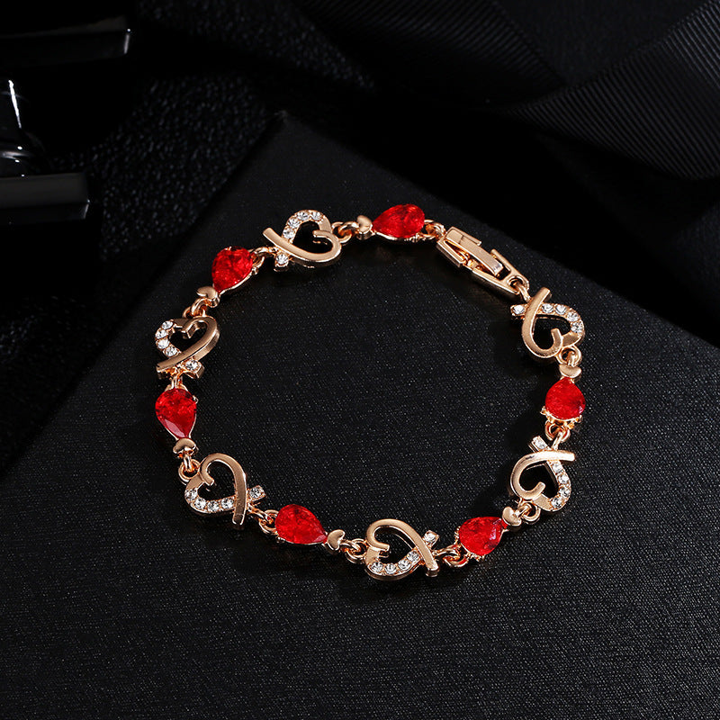 Hollow Love Bracelet With Rhinestones Fashion Temperament Heart-shaped Bracelet