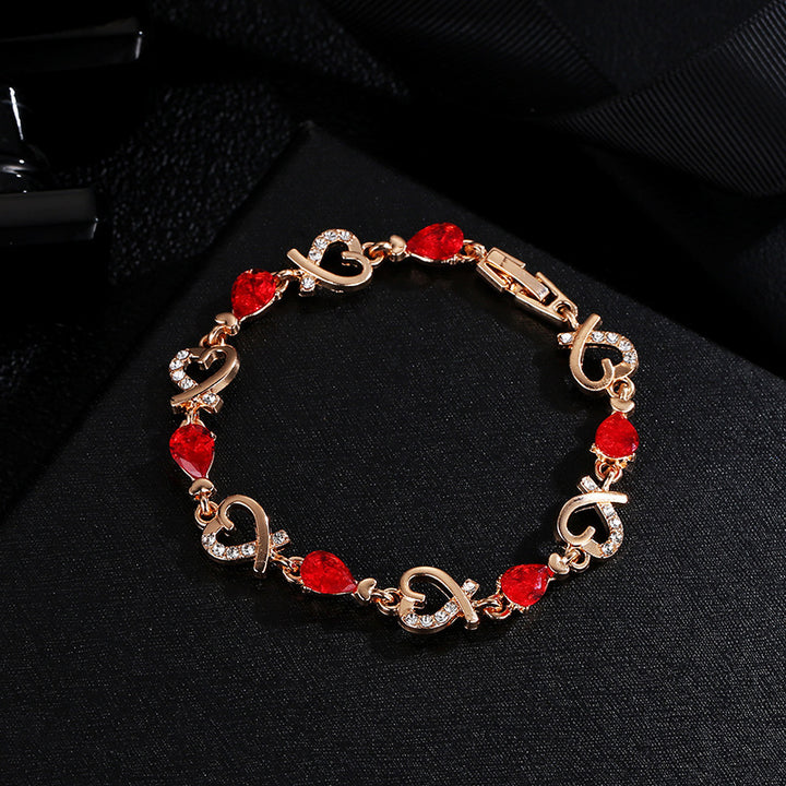 Hollow Love Bracelet With Rhinestones Fashion Temperament Heart-shaped Bracelet