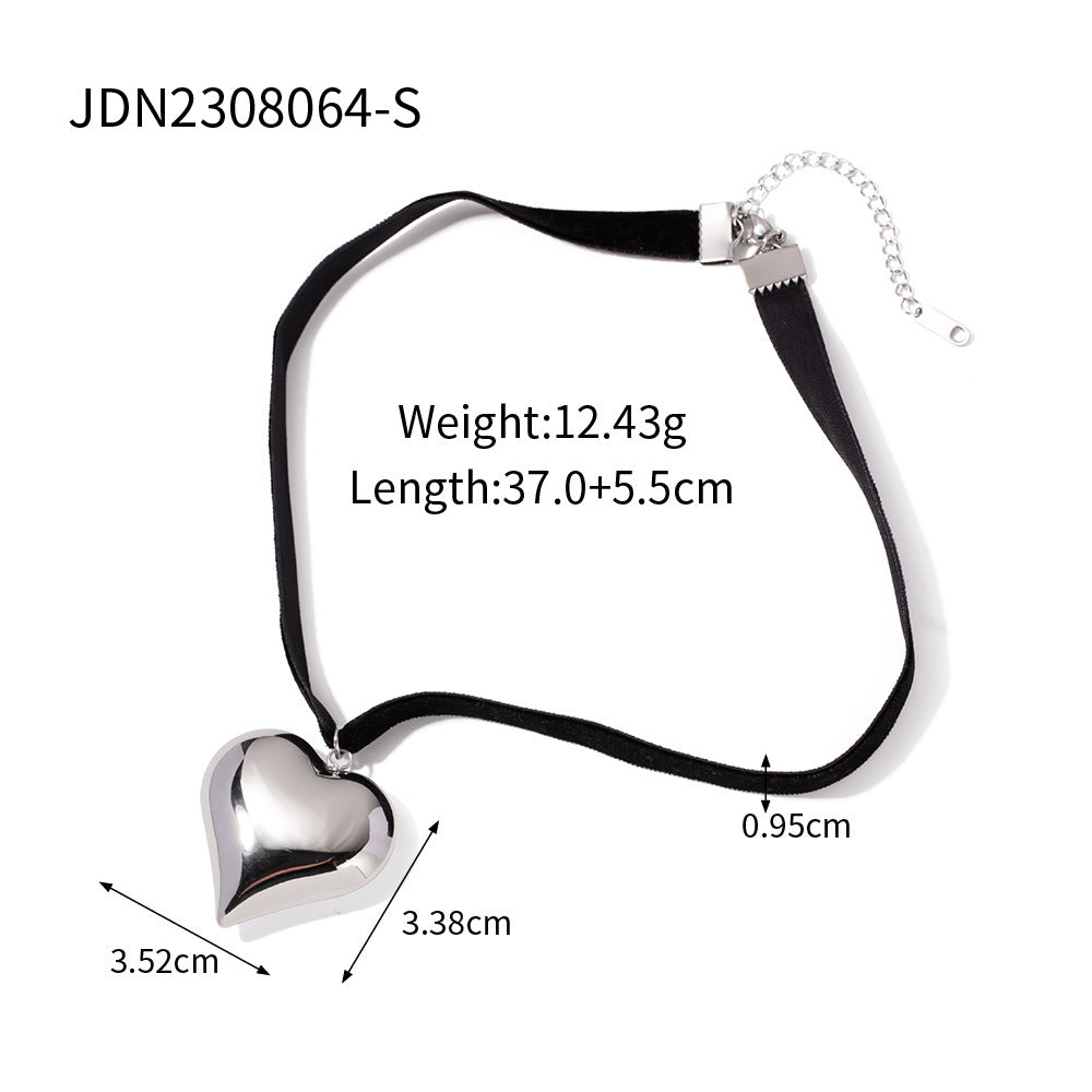 Gold Plated Stainless Steel Smooth Love Heart Necklace Series
