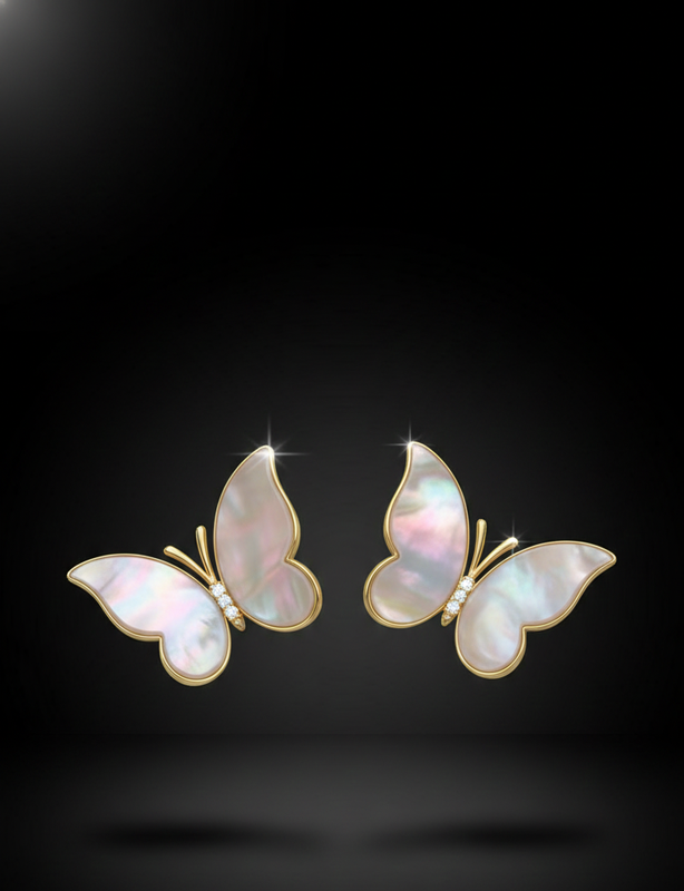 Butterfly Mother of Pearl Stud Earrings