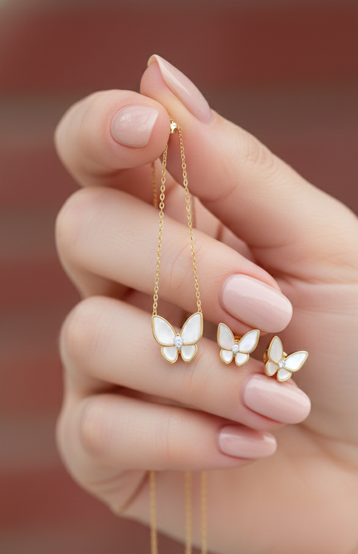 Butterfly Necklace & Stud Set