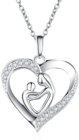 Ecripe 925 Sterling Silver Heart Necklace for Women, Silver Necklace with Heart Pendant, Adjustable Chain Necklace for Mum Girls Her
