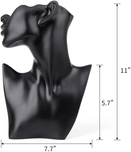SOUJOY Jewelry Display Stand, Mannequin Earring Stand, Black Resin Pendant, Boutique Bust Holder Organizer for Show Jewelry, Necklace, Earrings, Rings