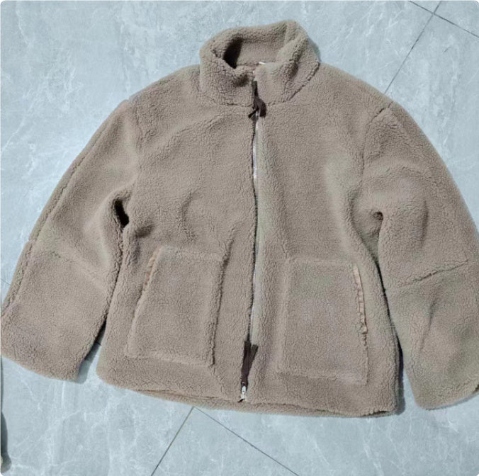 Winter Lapel Zip-up Coat With Pockets Casual Fashion