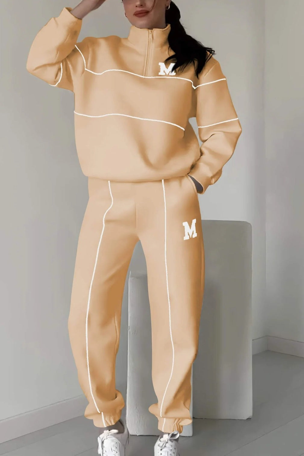 Womens 2 Piece Outfits Lounge Hoodless Pullover Sweatshirt Sweatsuit