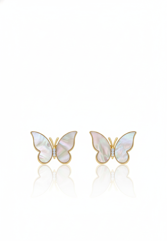 Butterfly Mother of Pearl Stud Earrings