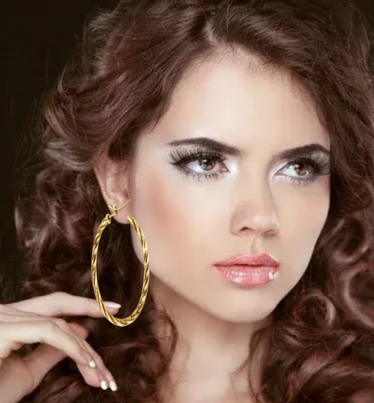 Gold Hoop Earrings Minimal Style