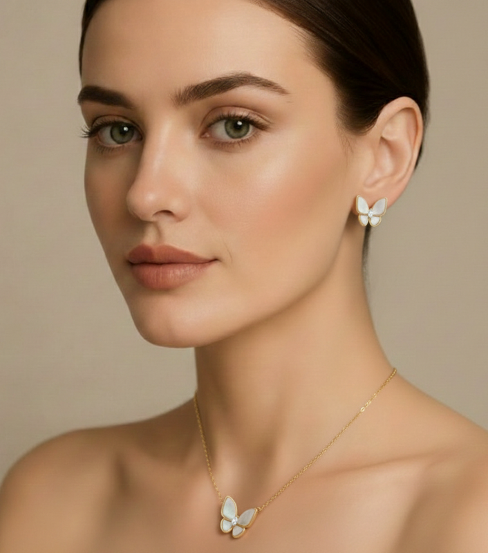 Butterfly Necklace & Stud Set