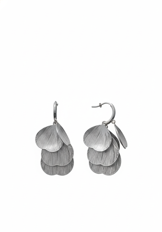 Silver Tone Leaf Drop Earrings