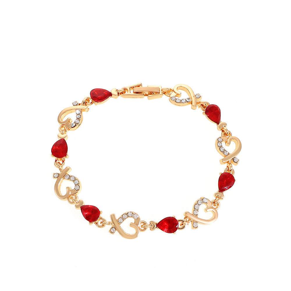 Hollow Love Bracelet With Rhinestones Fashion Temperament Heart-shaped Bracelet