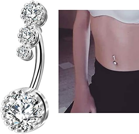 OUFER 14G Belly Bars 8/12/14mm Clear CZ Belly Rings Navel Rings 316L Surgical Steel Belly Piercing Jewellery Women Gift