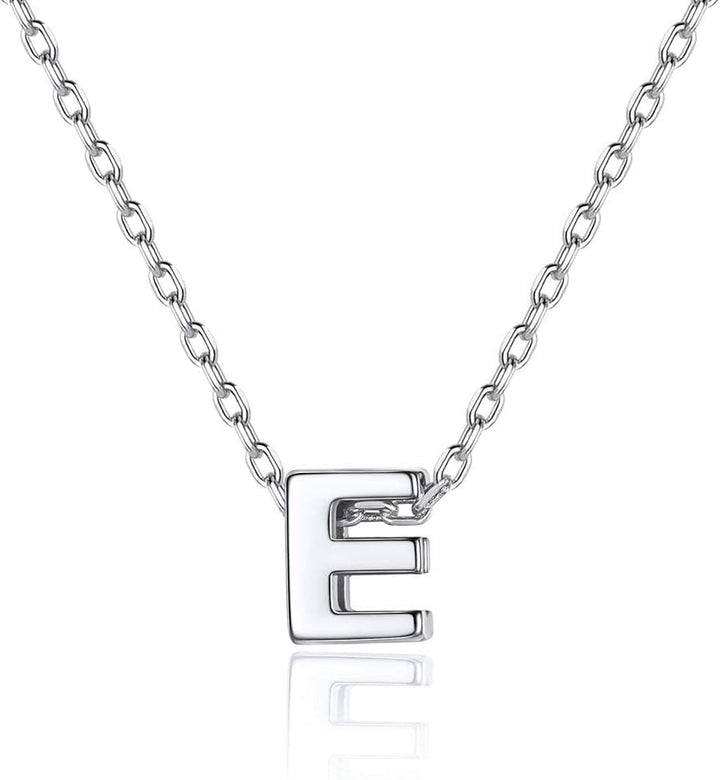 S925 Sterling Silver Initial Necklace for Women, Cute Letter Pendant with 46cm+5cm Adjustable Chain