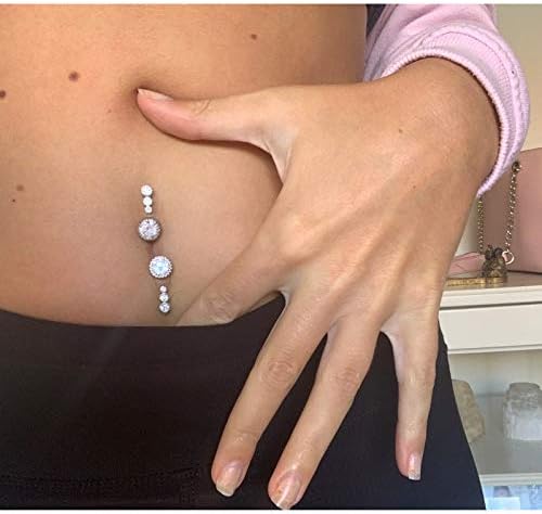 OUFER 14G Belly Bars 8/12/14mm Clear CZ Belly Rings Navel Rings 316L Surgical Steel Belly Piercing Jewellery Women Gift