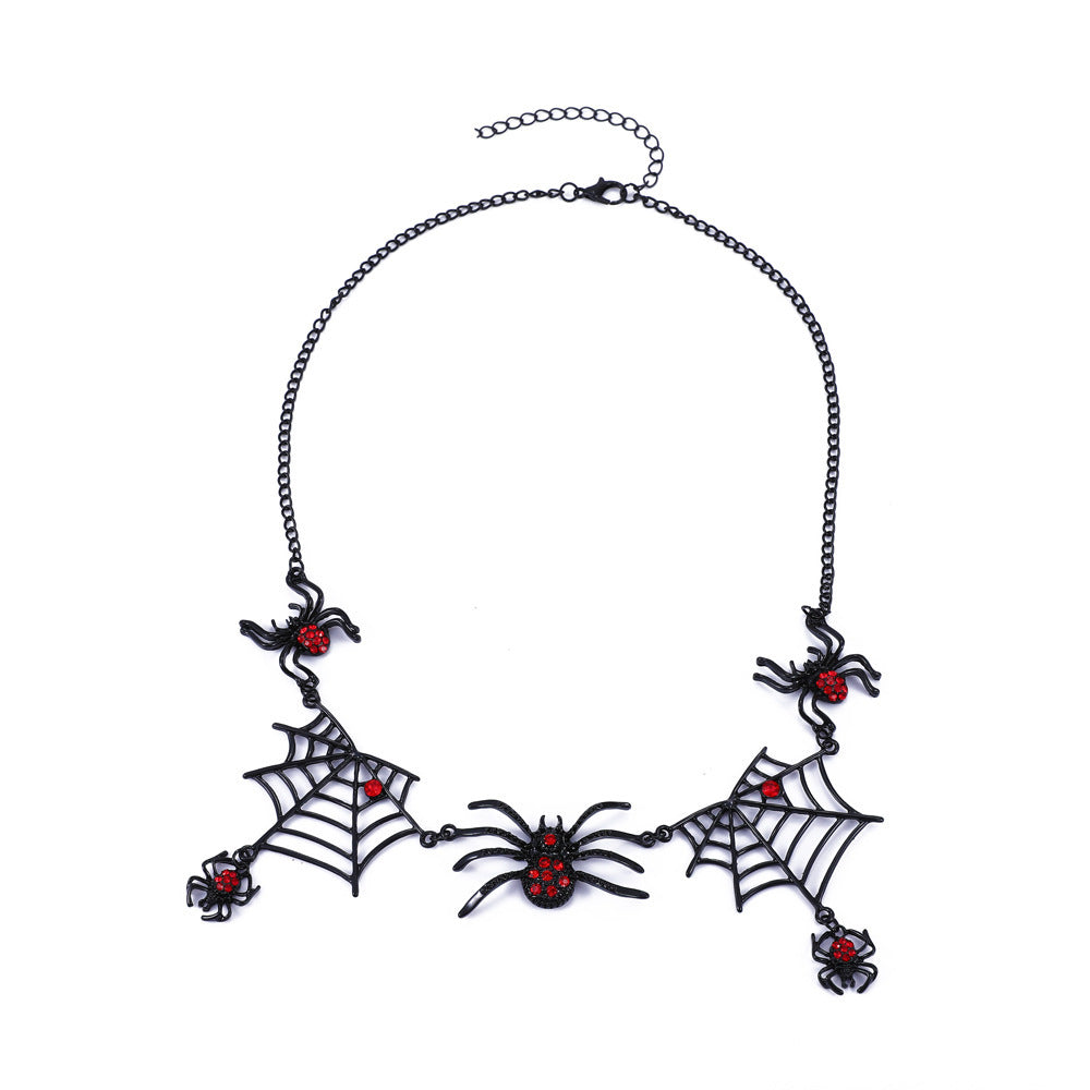 Halloween Spider And Spider Web Necklace Personality Clavicle Necklace