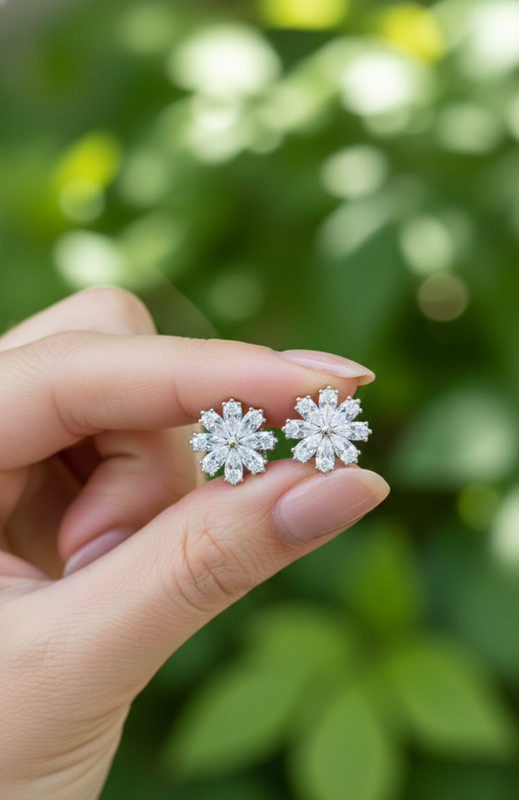 Snowflake Crystal Stud Earrings