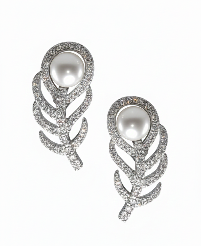 Elegant Gold & Crystal Pearl Stud Earrings