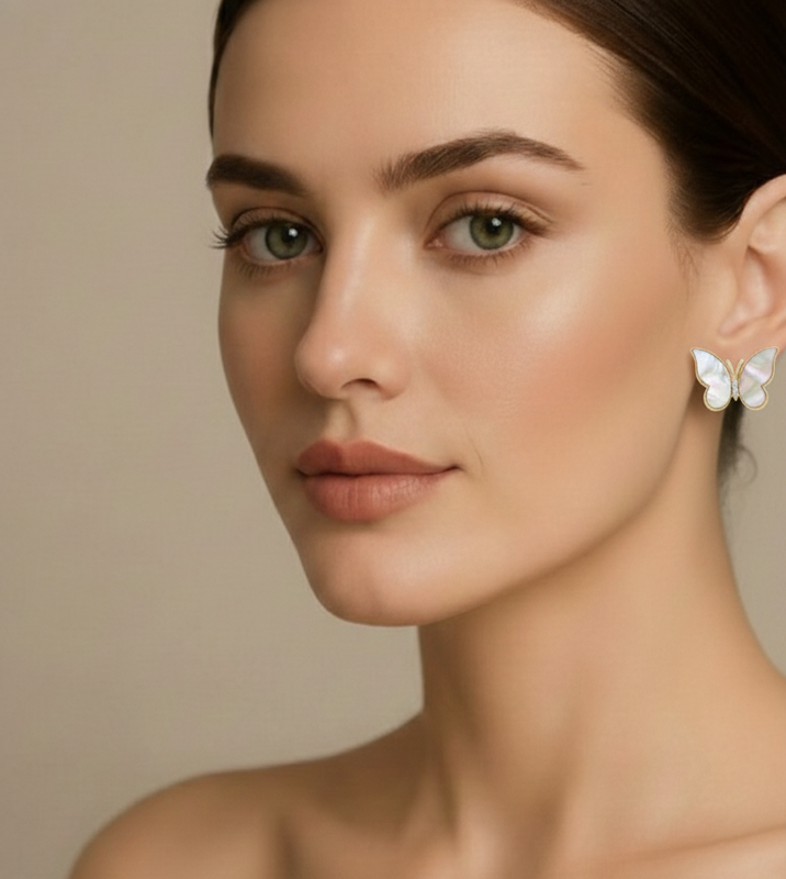 Butterfly Mother of Pearl Stud Earrings