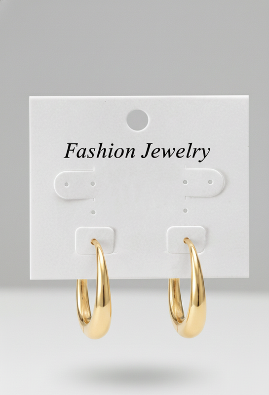 Gold Tone Oval Hoop Earrings – Minimalist Style