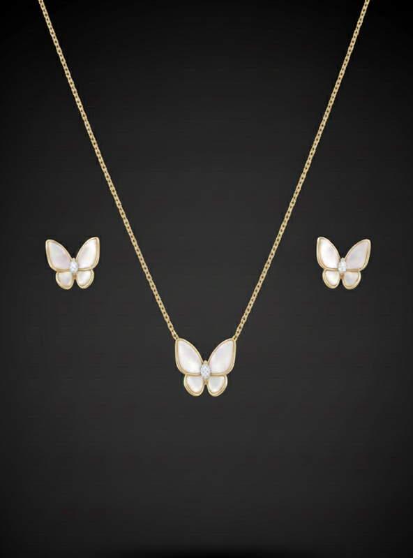 Butterfly Necklace & Stud Set