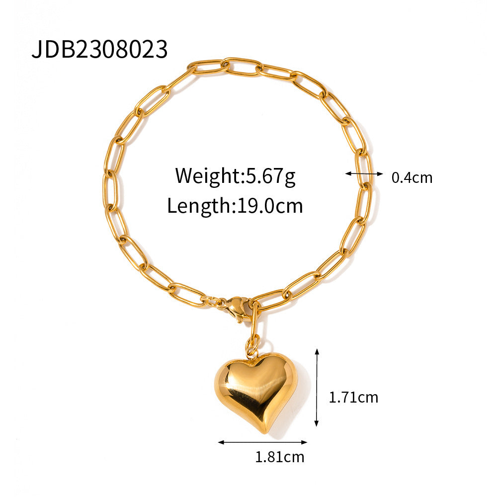 Gold Plated Stainless Steel Smooth Love Heart Necklace Series