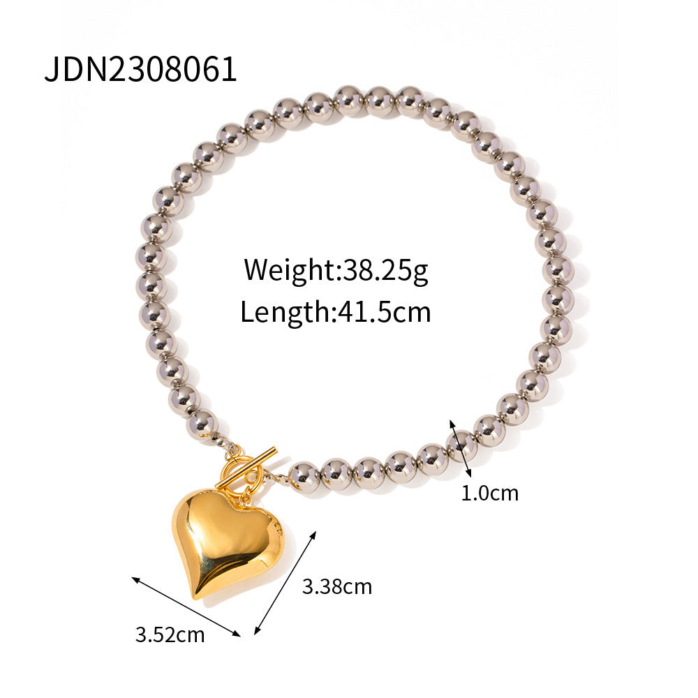 Gold Plated Stainless Steel Smooth Love Heart Necklace Series