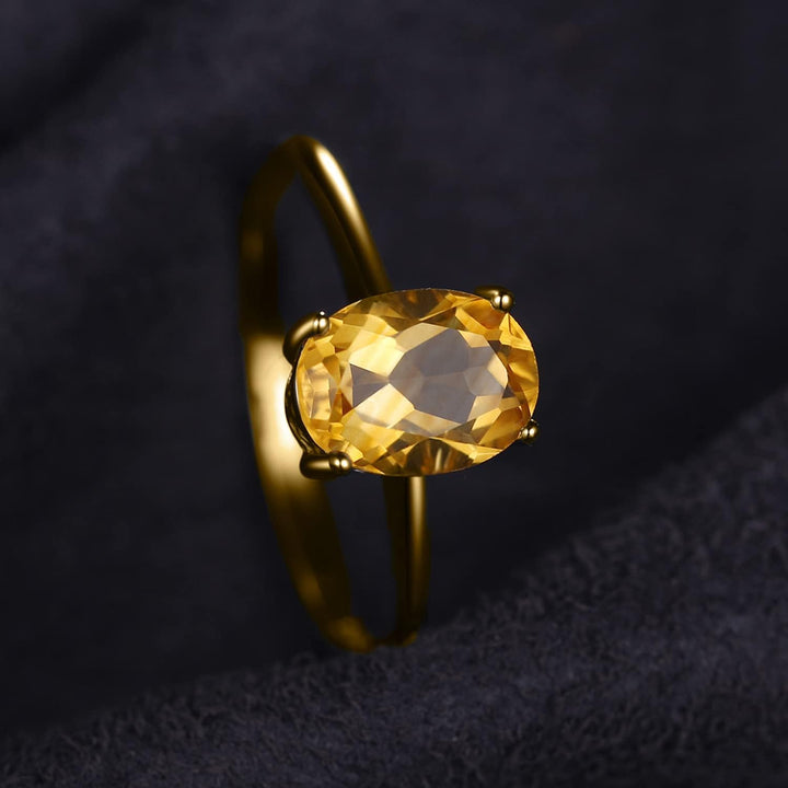 JewelryPalace Class Natural Gemstone Garnet Peridot Amethyst Citrine Blue Topaz Birthstone Solitaire Engagement Rings for Women, Anniversary 14K Gold Plated 925 Sterling Silver Promise Rings for Her