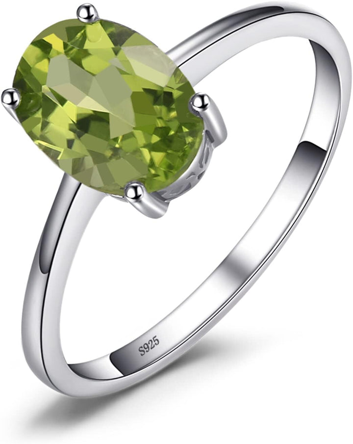 JewelryPalace Class Natural Gemstone Garnet Peridot Amethyst Citrine Blue Topaz Birthstone Solitaire Engagement Rings for Women, Anniversary 14K Gold Plated 925 Sterling Silver Promise Rings for Her