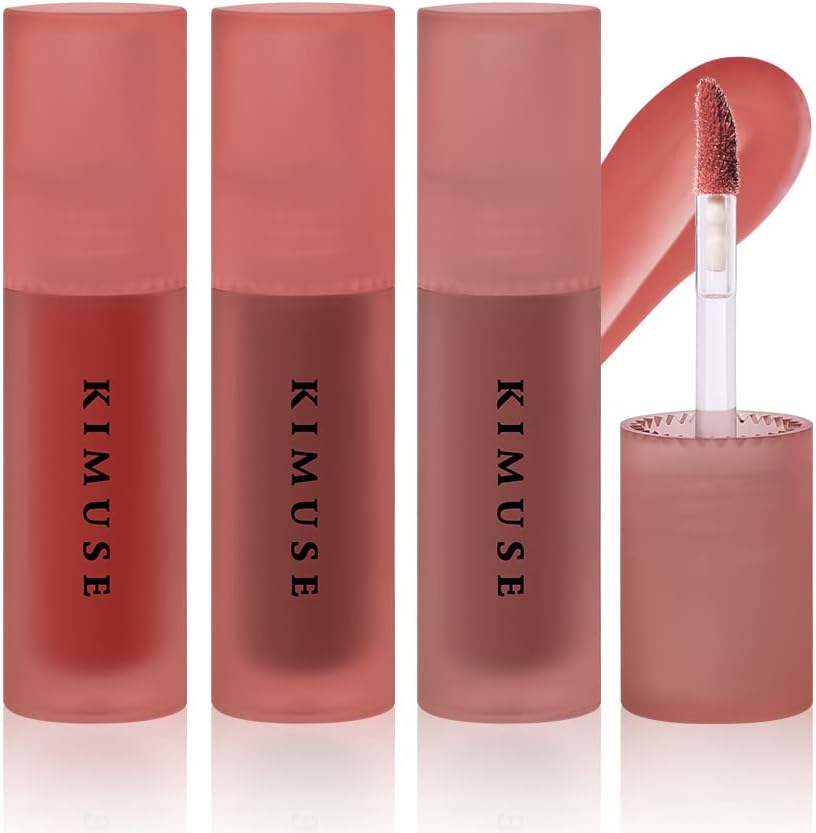 KIMUSE Water Gel Lip Tint Trio, Moisturizing Lightweight Lip Stain, Highly Pigmented Long Lasting Glossy Lipstain, Hydrate Glossy Finish Lipgloss Makeup