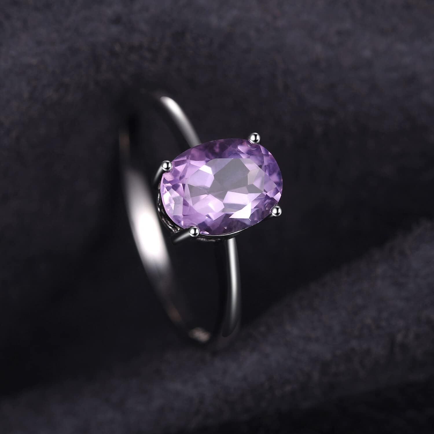 JewelryPalace Class Natural Gemstone Garnet Peridot Amethyst Citrine Blue Topaz Birthstone Solitaire Engagement Rings for Women, Anniversary White Gold Plated 925 Sterling Silver Promise Rings for Her