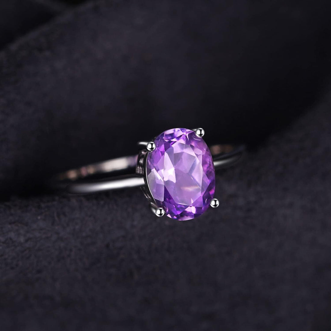 JewelryPalace Class Natural Gemstone Garnet Peridot Amethyst Citrine Blue Topaz Birthstone Solitaire Engagement Rings for Women, Anniversary White Gold Plated 925 Sterling Silver Promise Rings for Her
