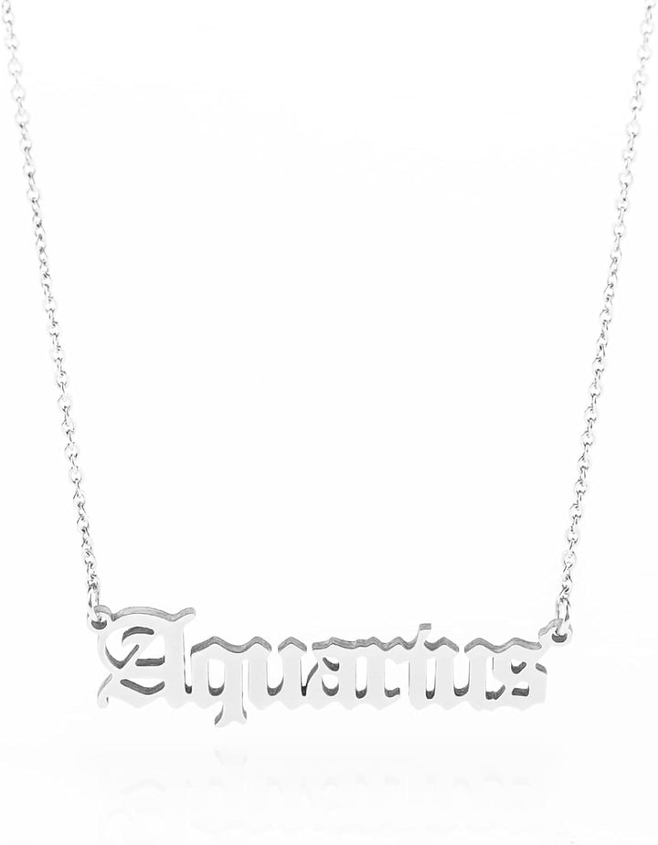 Minegreet Old English Zodiac Necklace for Women, Horoscope Birth Star Sign Letter Astrology Constellation Necklace Birthday Gift