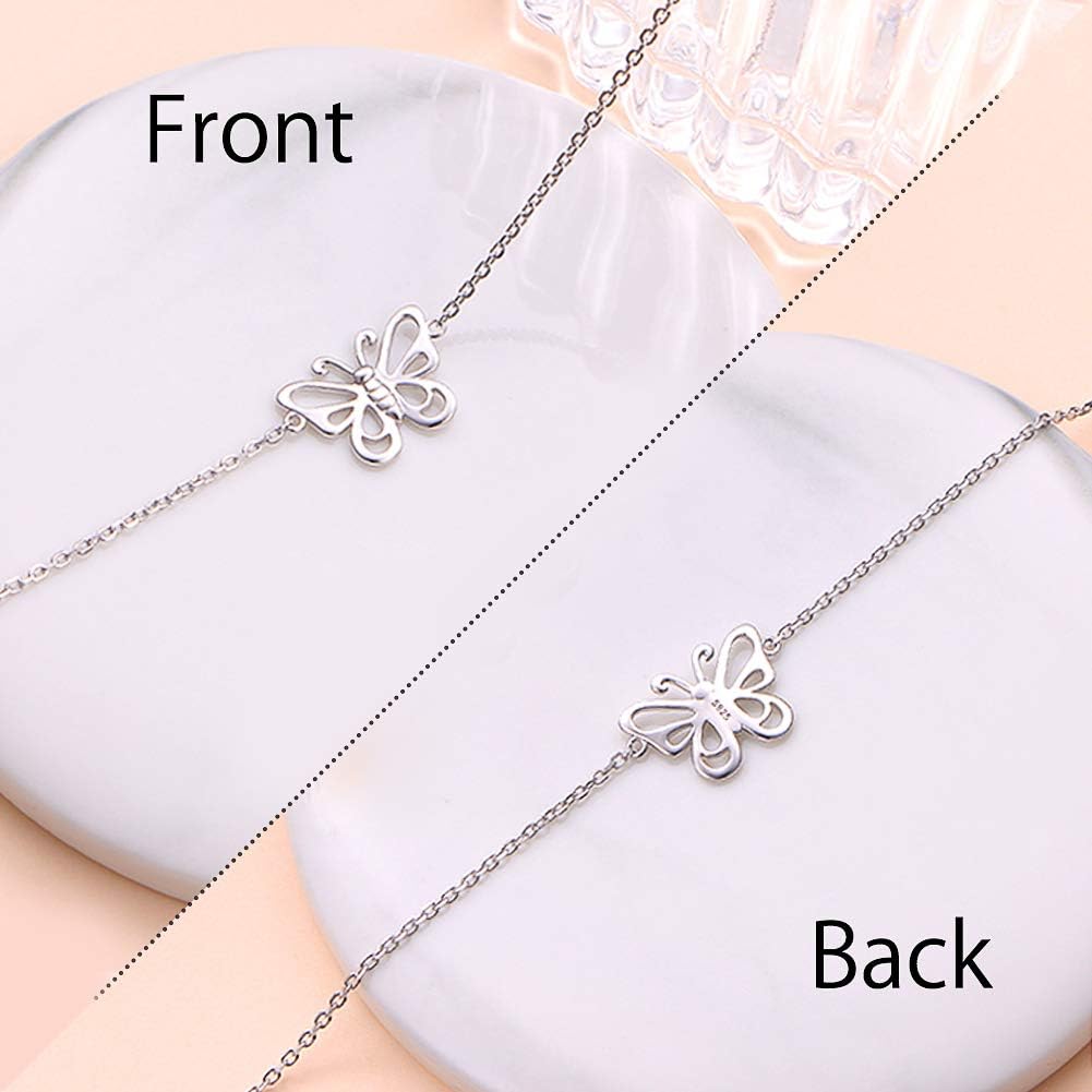 S925 Sterling Silver Evil Eye Hamsa Hand/Butterfly/Cross/Celtic Knot/Infinity/Heart Anklets for Women Girls, Adjustable 9 10 11 Inches Foot Chain Jewelry