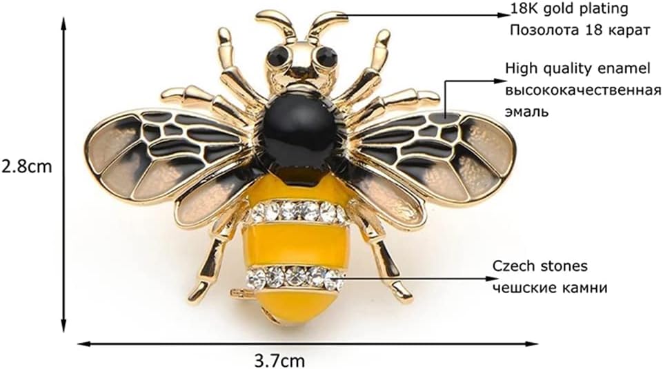 Bee Brooches Crystal Insect Themed Bee Brooch Animal Fashion Bee Design for Women Girls Cloth Accessories Daily Jewelry