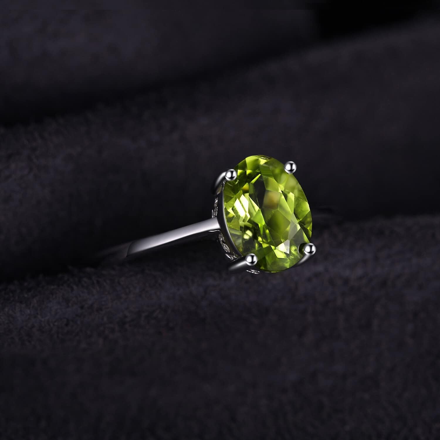 JewelryPalace Class Natural Gemstone Garnet Peridot Amethyst Citrine Blue Topaz Birthstone Solitaire Engagement Rings for Women, Anniversary 14K Gold Plated 925 Sterling Silver Promise Rings for Her