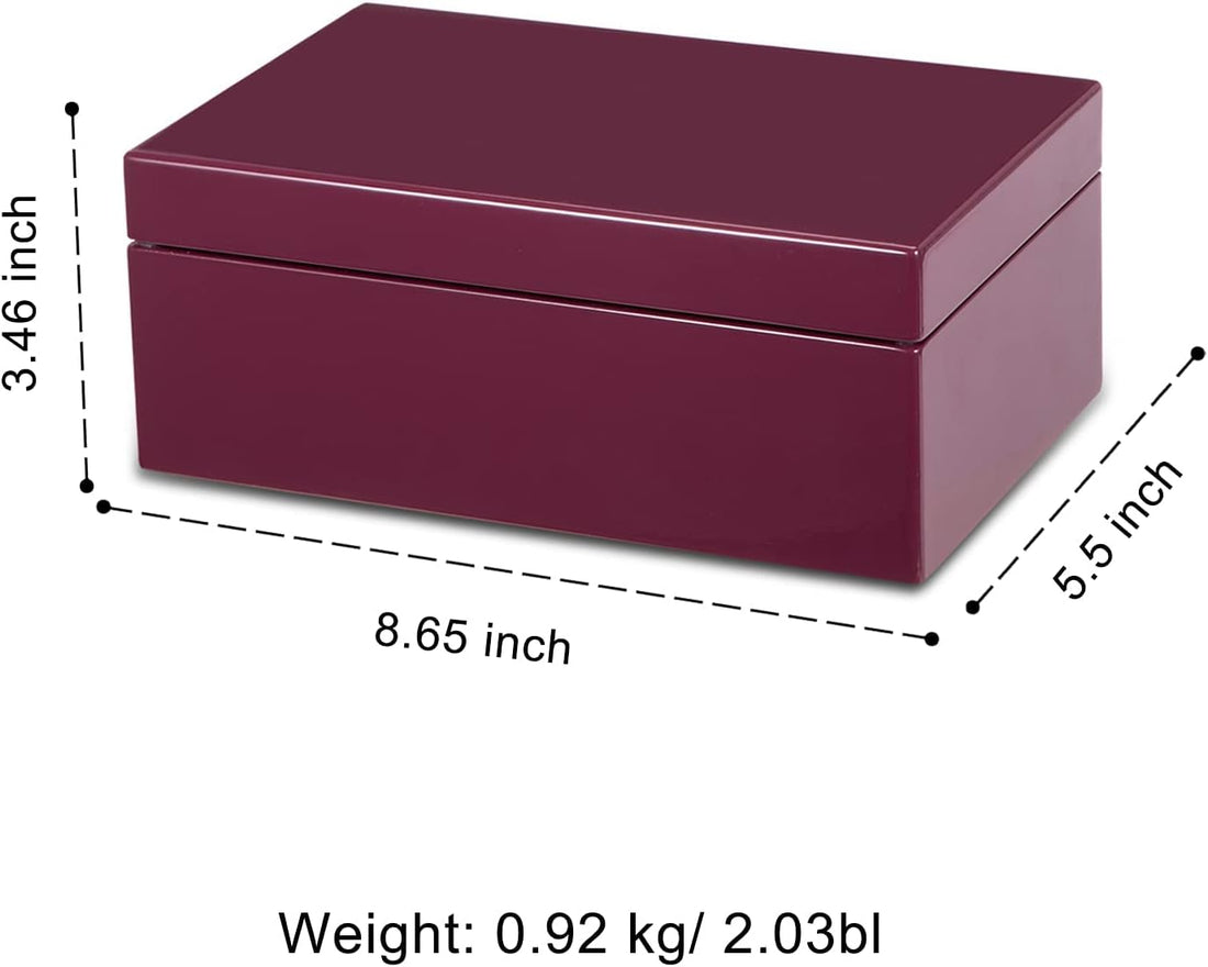 Voova Wooden Jewellery Box Organiser for Women Girls, Deluxe Piano Paint Jewelry Storage Case with Mirror, jewlerrying Display Holder with Removable Tray for Necklace Earring Rings, Gifts, Purple