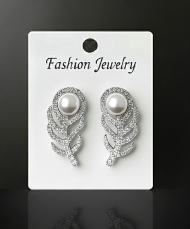 Elegant Gold & Crystal Pearl Stud Earrings