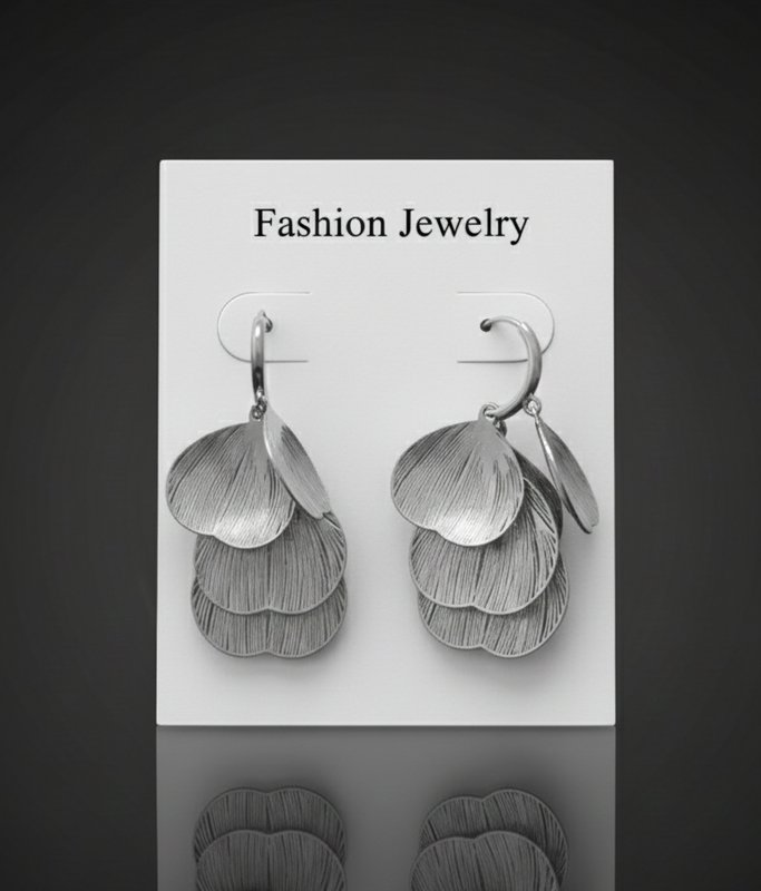 Silver Tone Leaf Drop Earrings