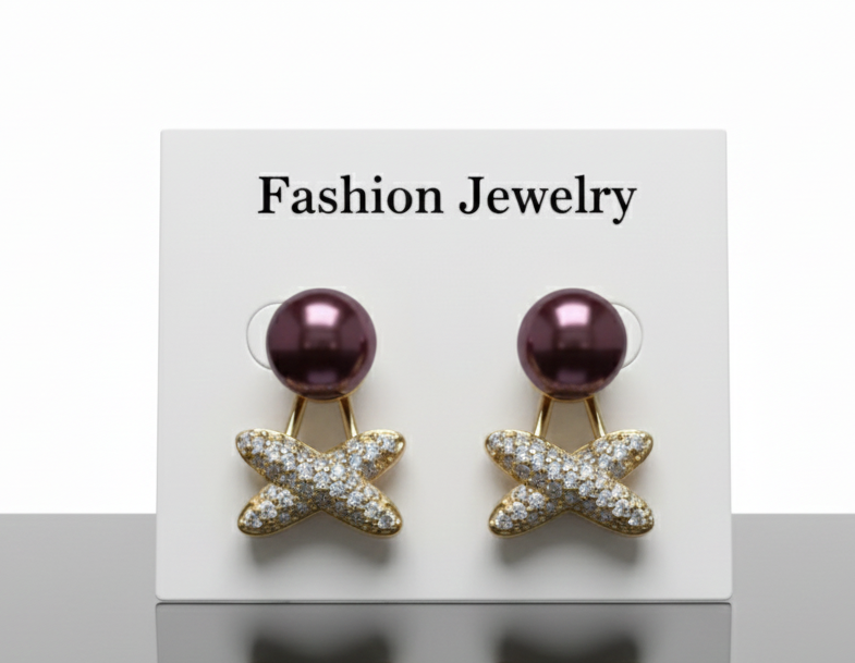 Gold Butterfly Pearl Stud Earrings