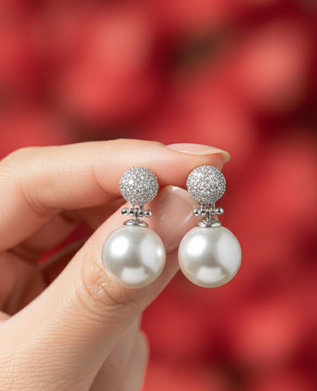 Silver Pearl Drop Earrings