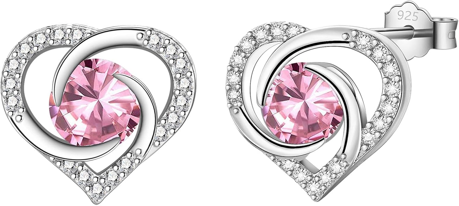 Earrings for Women, Sterling Silver Stud Earrings for Sensitive Ears¦Hypoallergenic Cubic Zirconia Silver Studs Earrings Gift for Girls¦Birthday Christmas Anniversary Jewellery Earrings Gift