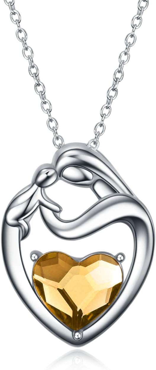 Sterling Silver Mum Heart Pendant Necklace, Birthday Christmas Gifts for Mum from Daughter Son