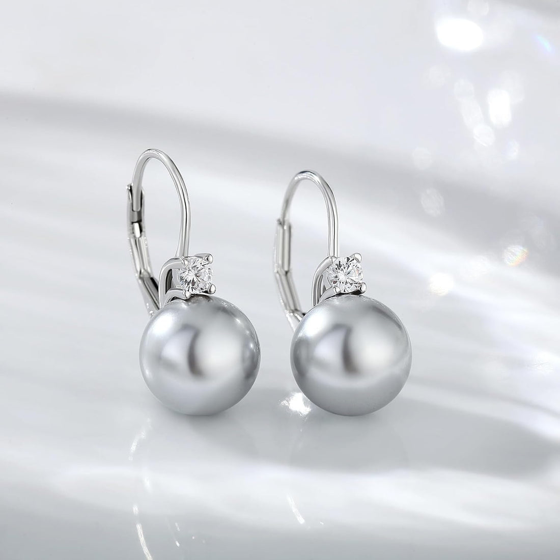 Jiahanzb Plated Pearl Earrings from Austria 925 Sterling Silver Earrings Hypoallergenic Pearl Drop Earrings Fine Jewelry for Women