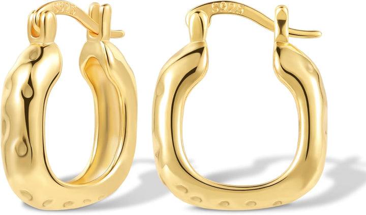 925 Sterling Silver Post Filigree Hoop Earrings for Women Hollow Oval Hoop Earrings Hypoallergenic U Shaped Hoops Earring for Jewelry Gifts