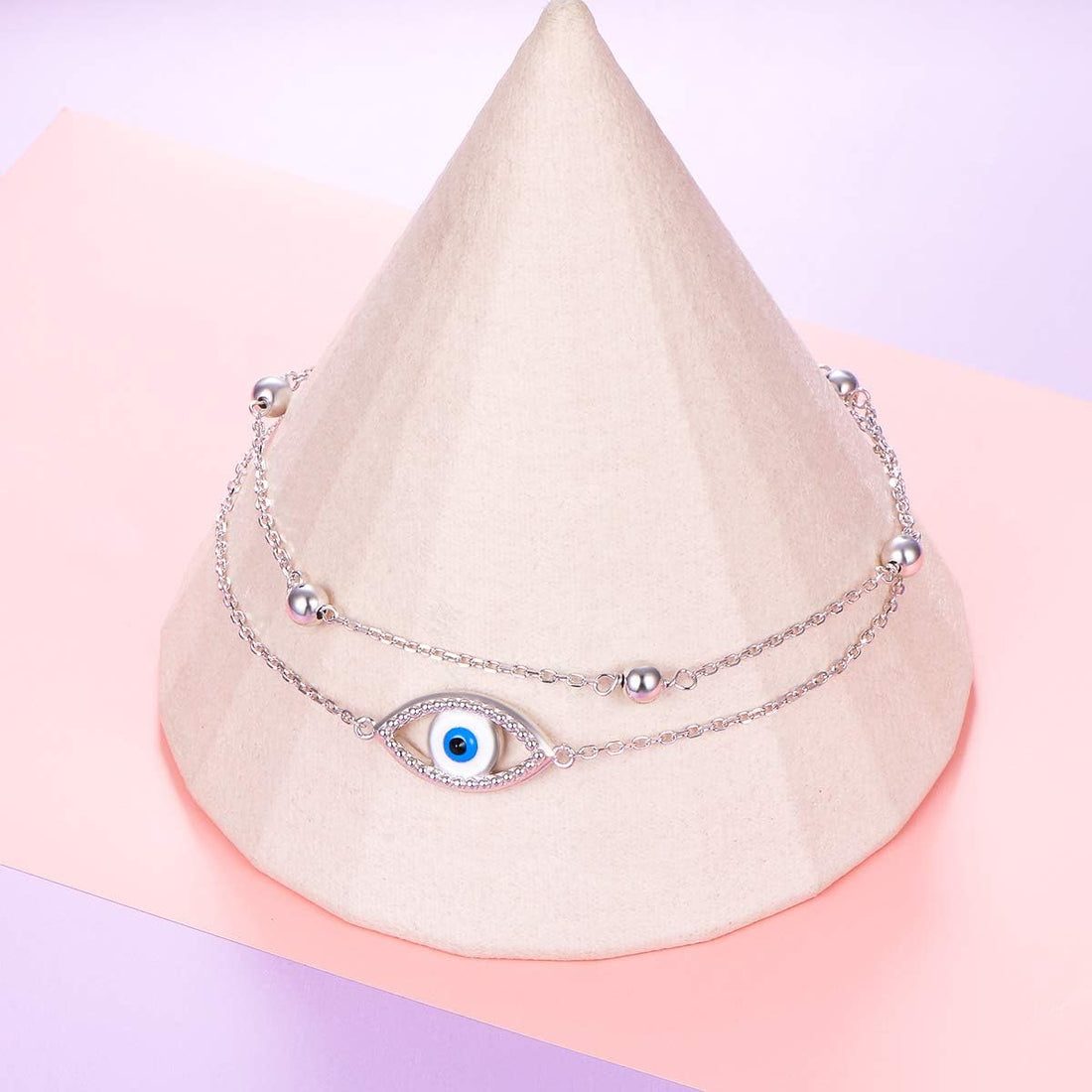 S925 Sterling Silver Evil Eye Hamsa Hand/Butterfly/Cross/Celtic Knot/Infinity/Heart Anklets for Women Girls, Adjustable 9 10 11 Inches Foot Chain Jewelry