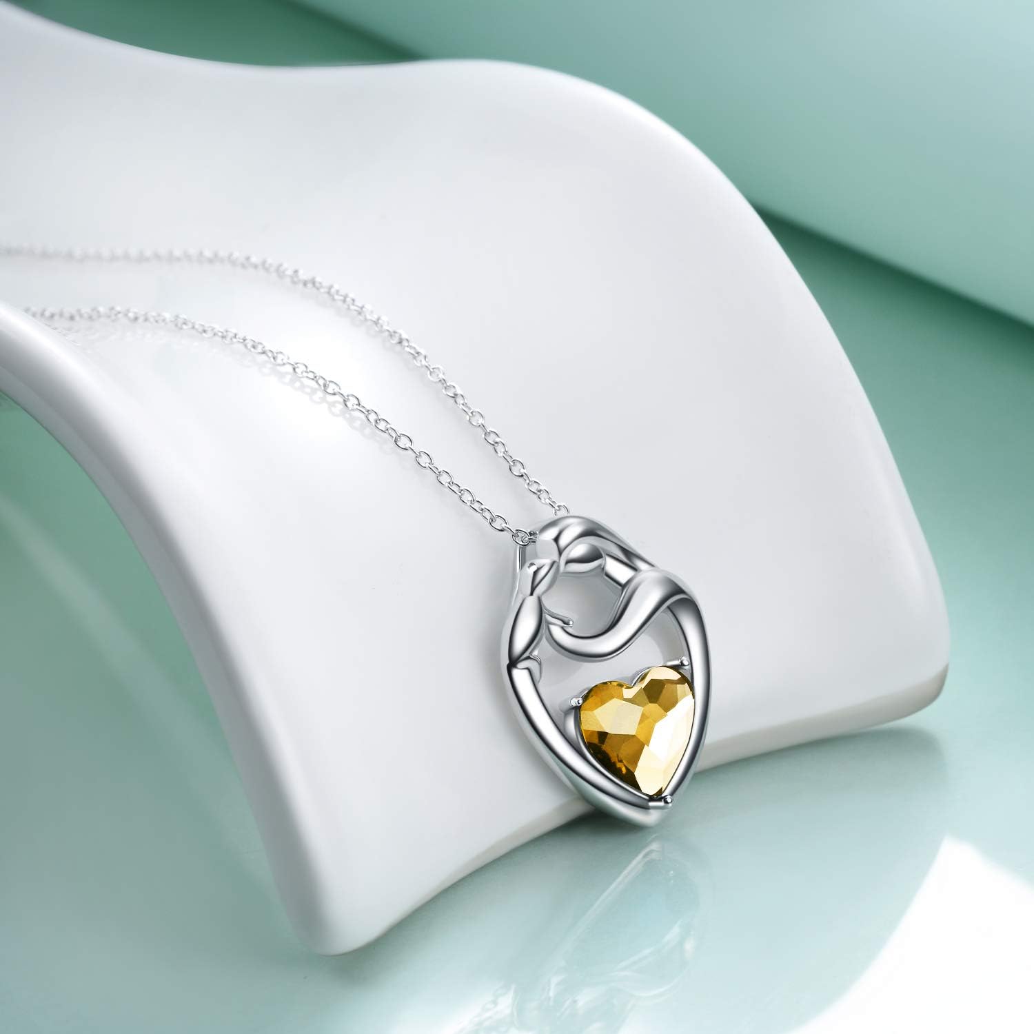 Sterling Silver Mum Heart Pendant Necklace, Birthday Christmas Gifts for Mum from Daughter Son